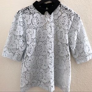 River Island lace top with collar